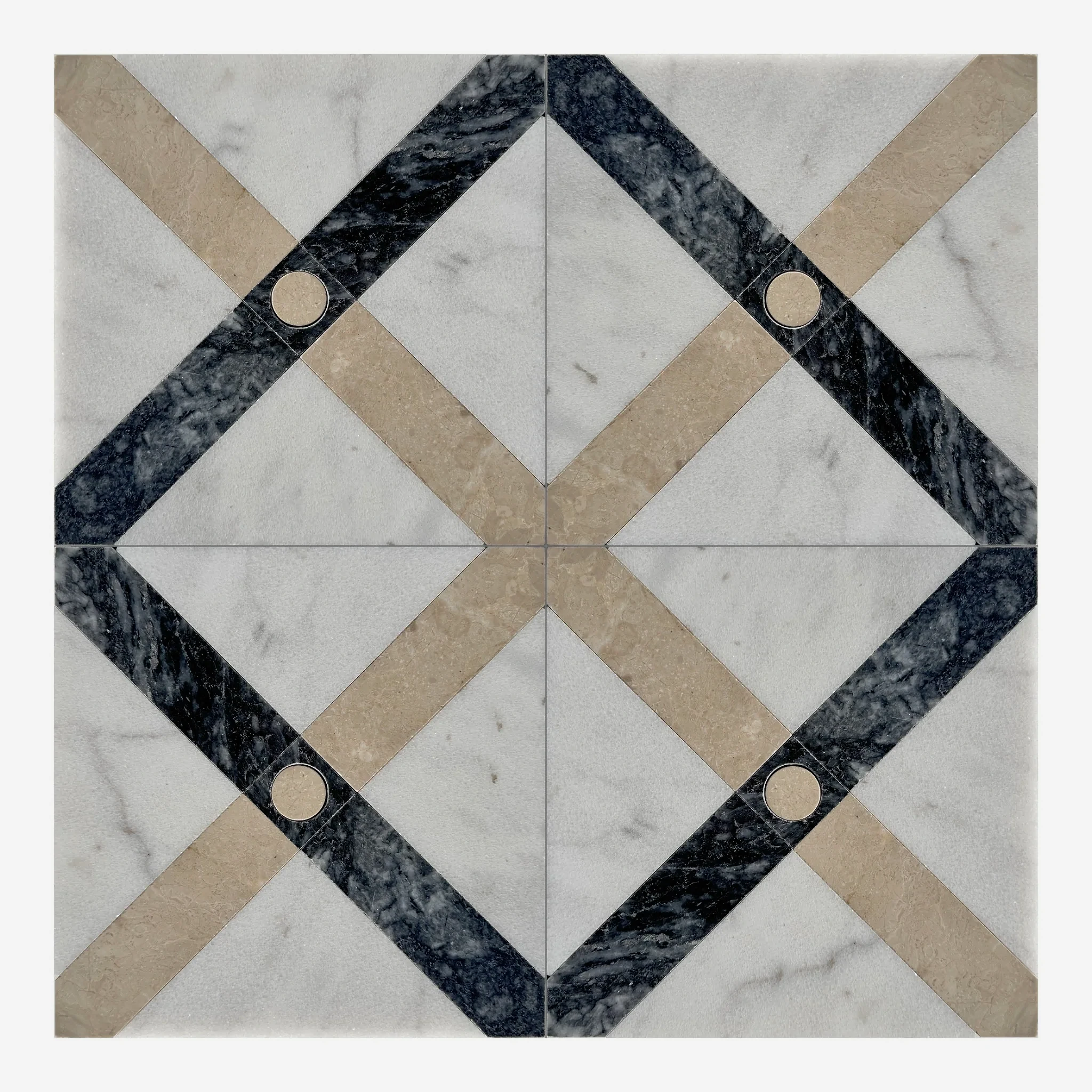 Carya Mermer Karo Beyaz Mix