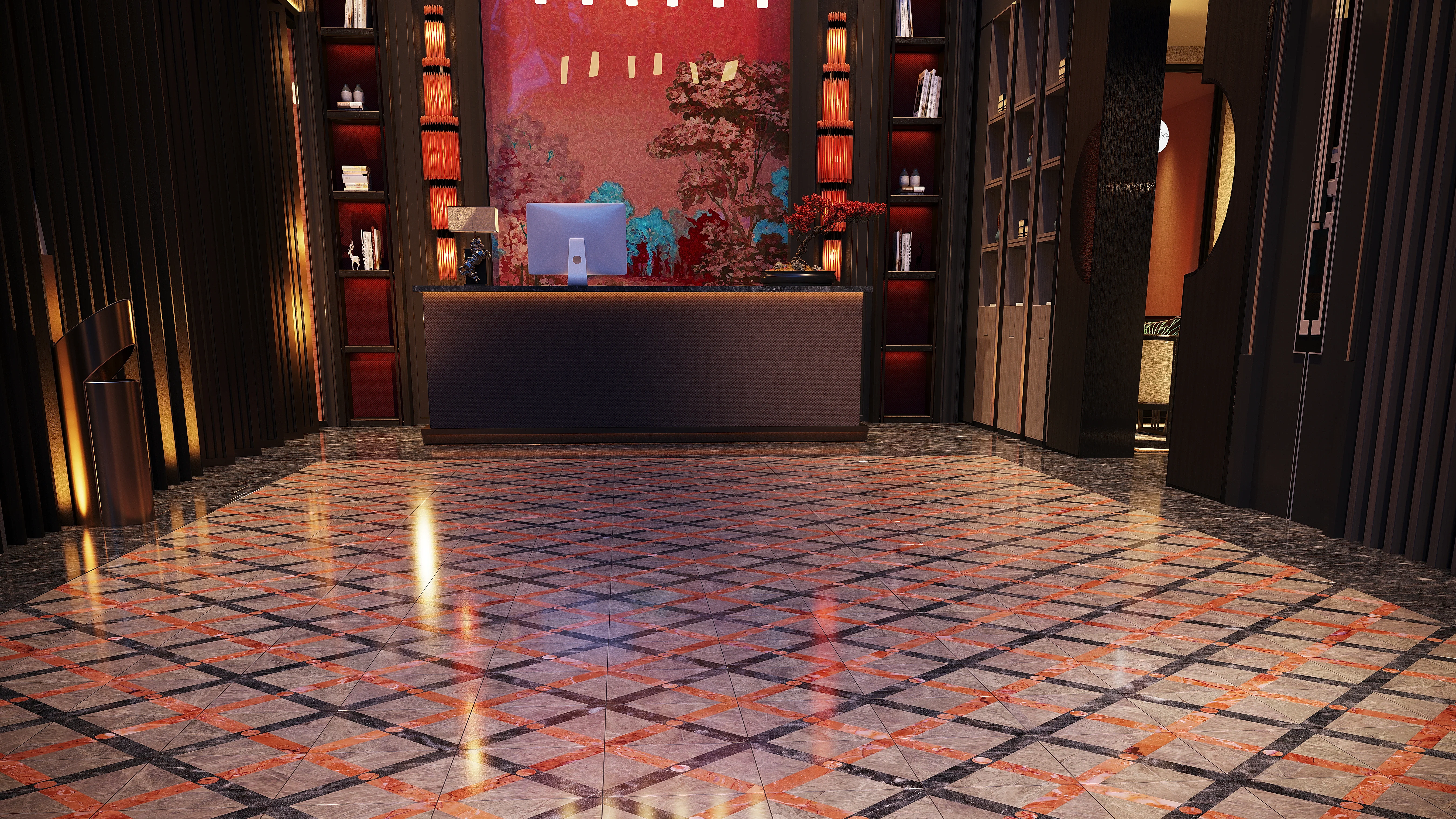 Carya Mermer Karo Gri Mix