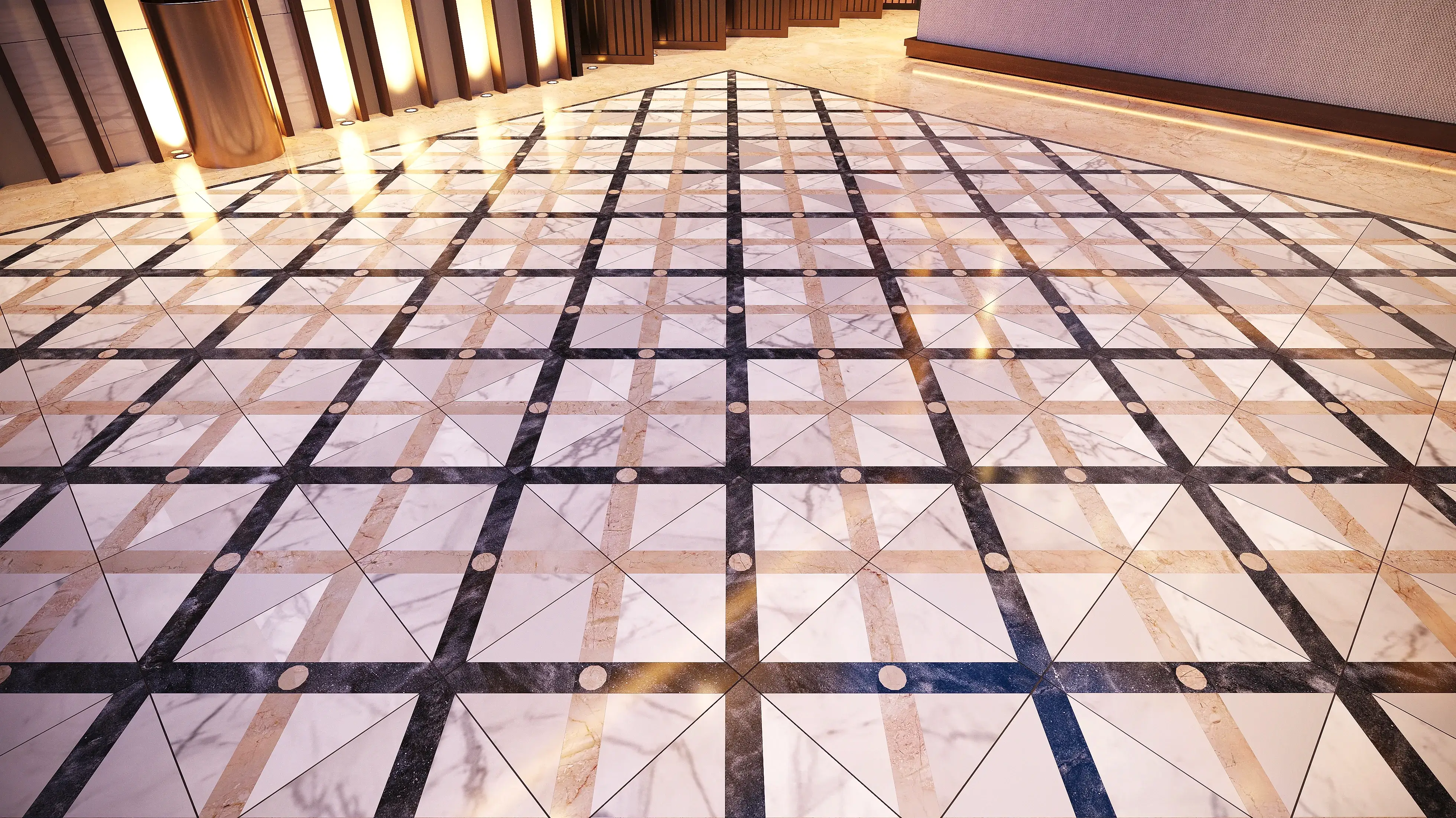 Carya Mermer Karo Beyaz Mix