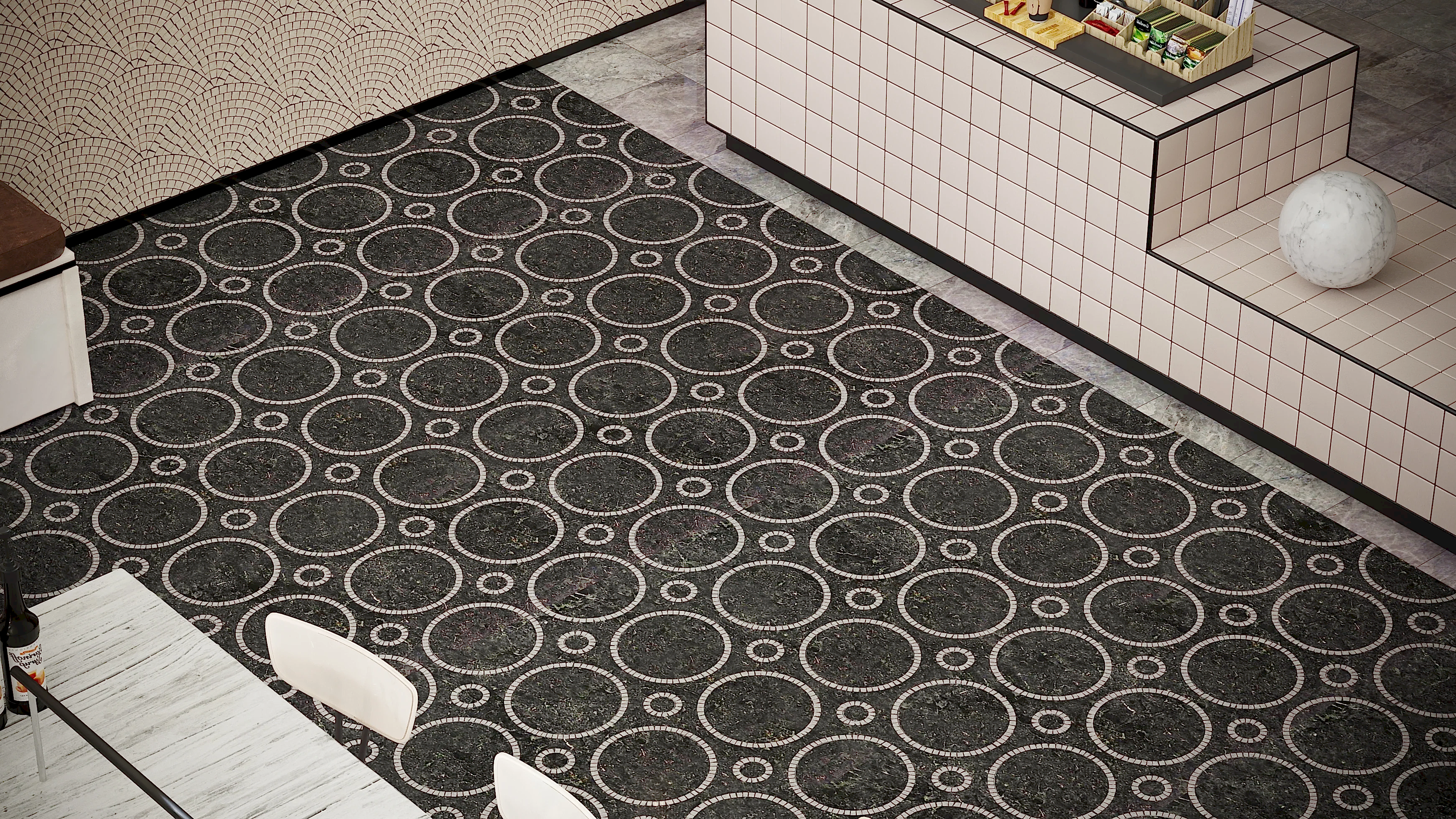 Calinda Mermer Mozaik Karo Siyah